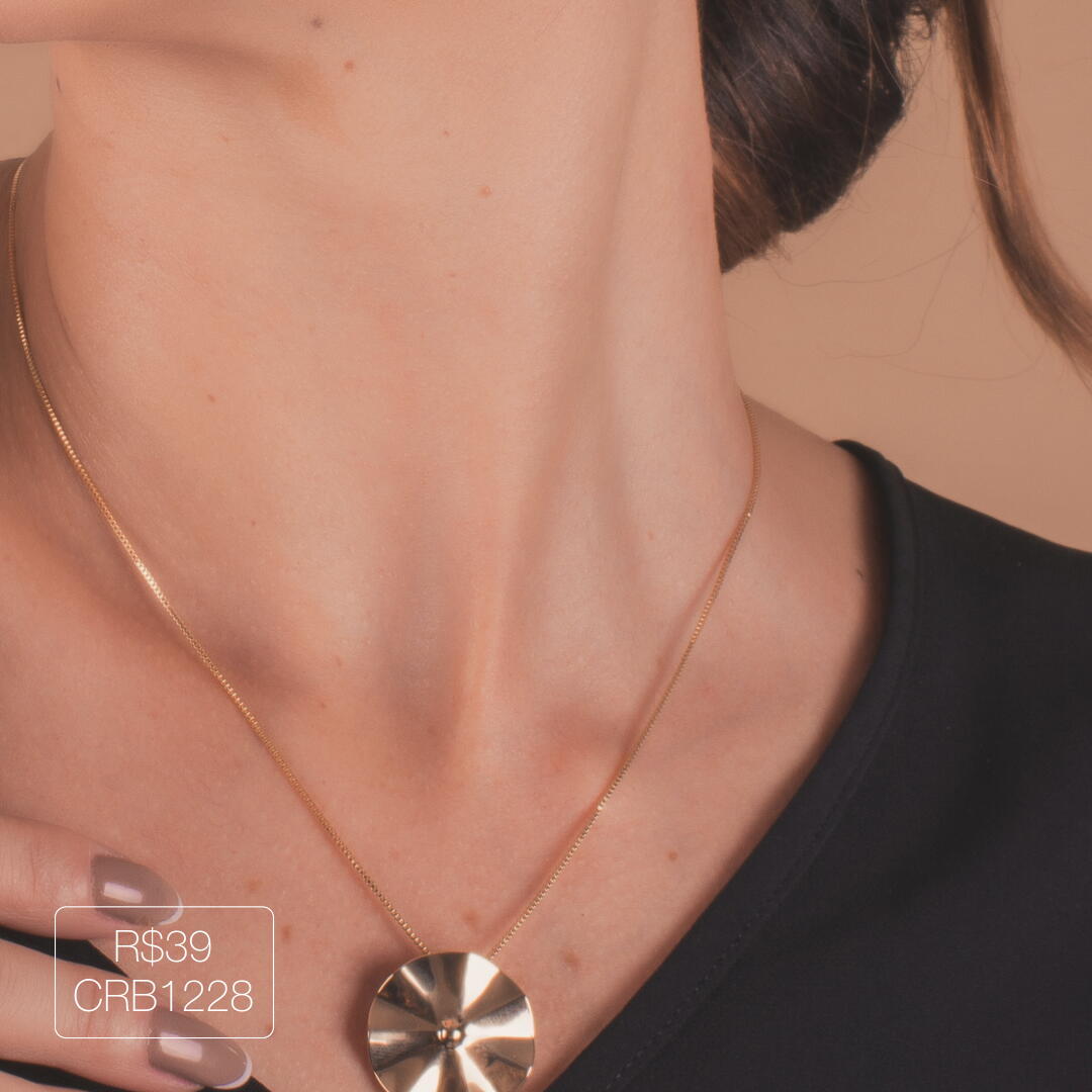 Colar Liso Chapeu Dourado + Corrente 45cm